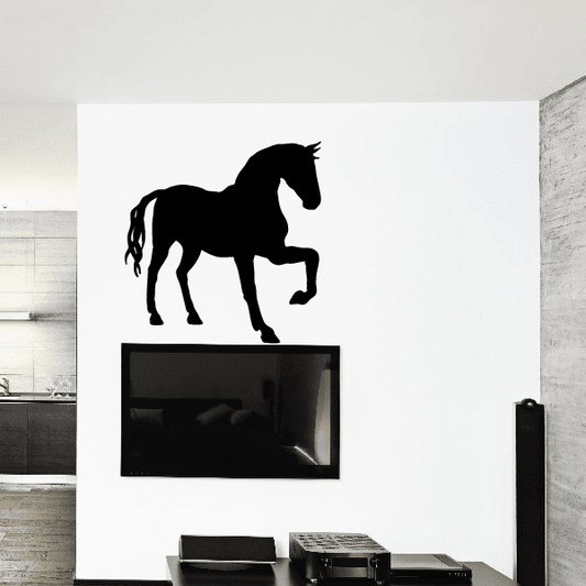 Triumphant horse decal, black rearing horse silhouette