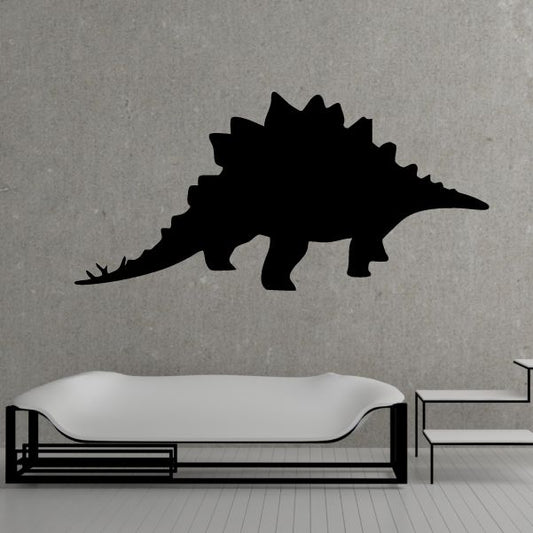 Black stegosaurus silhouette wall decal with raised spines