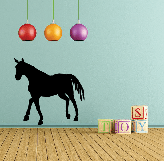 Trotting horse silhouette wall decal, black