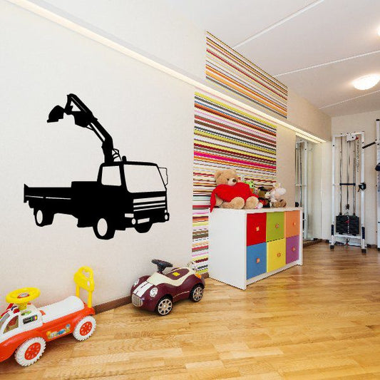 Black truck with crane bed decal sticker