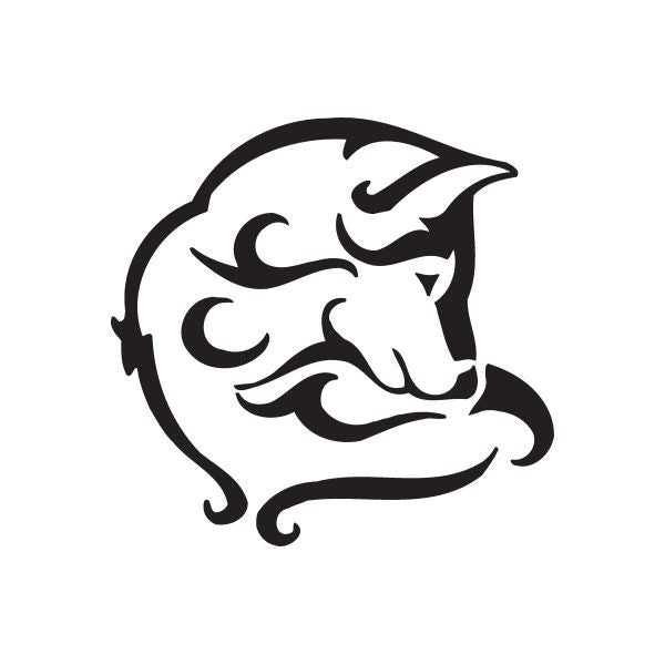 Tundra Wolf grooming decal with black and white wolf head