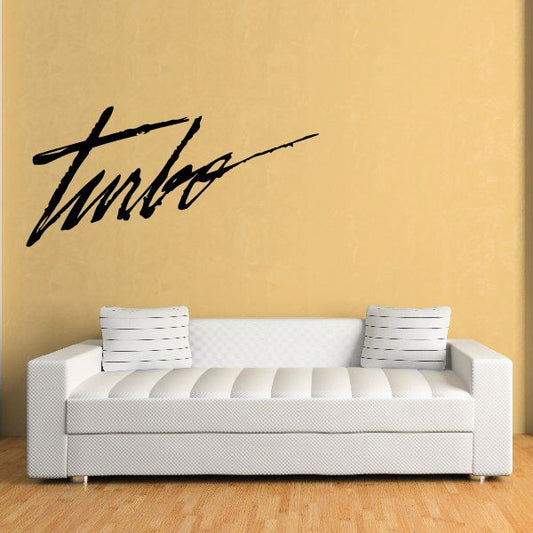 Turbo script wall decal in black