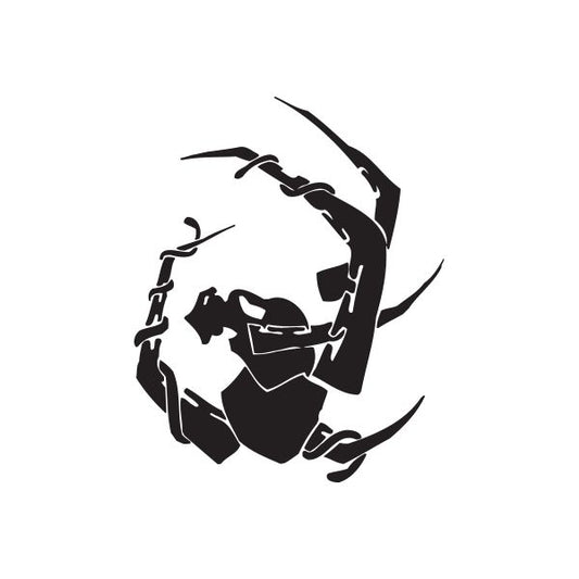 Black twisted metal wall decal featuring a stylized helmeted face