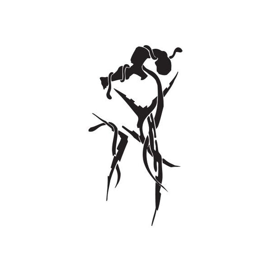 Vinyl wall decal of a black stylized guitarist playing a bold pose