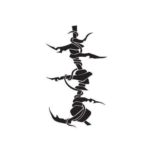 Twisted metal wall decal: black abstract twisting figure silhouette