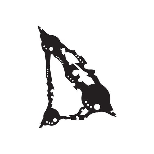 Black twisted-metal letter A vinyl wall decal with dotted highlights