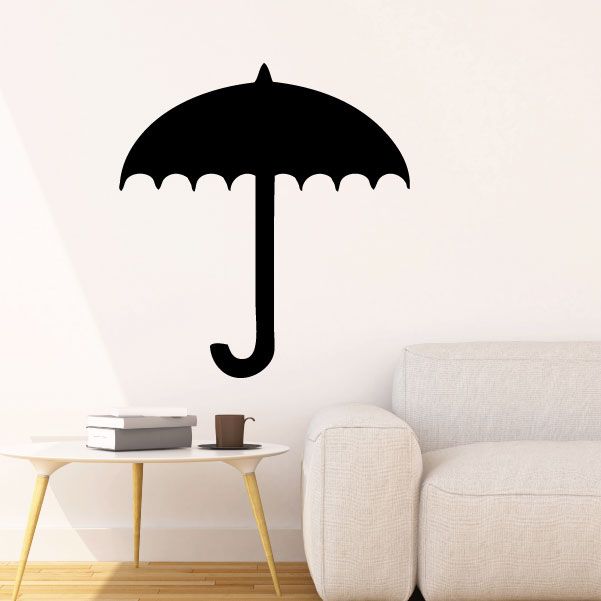 Black umbrella vinyl decal sticker with canopy and handle