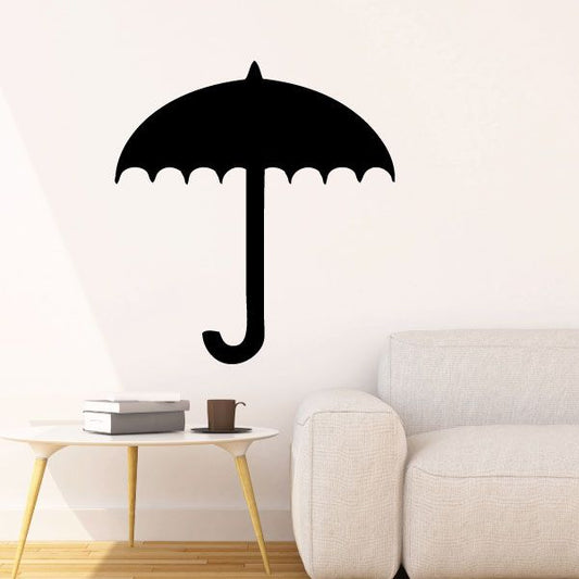 Black umbrella vinyl decal sticker with canopy and handle