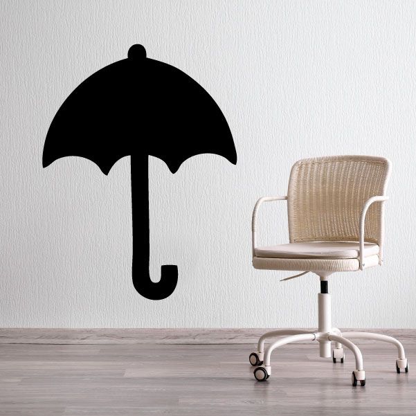 Black umbrella vinyl decal sticker with curved U handle