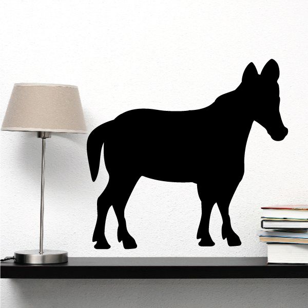 Standing donkey decal, black silhouette, full body