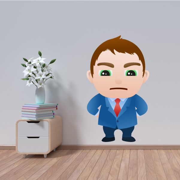 Image of Upset Cartoon Businessman Wall Decal - Vinyl Sticker - Car Sticker - IDCOLOR017