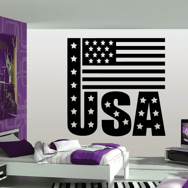 USA flag decal with stars, stripes, and large 'USA' lettering