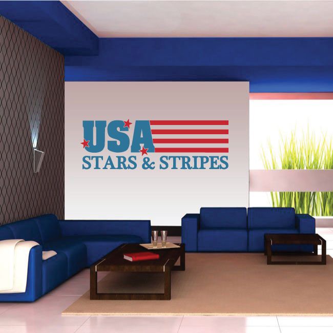 USA Stars & Stripes die-cut decal with flag stripes and star field