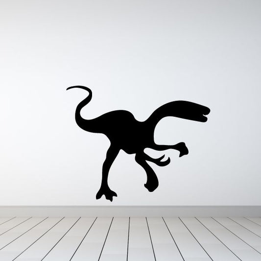 Utahraptor decal sticker, black dinosaur silhouette standing on two legs.