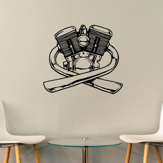 Image of V-Twin Motor With Exhaust Decal