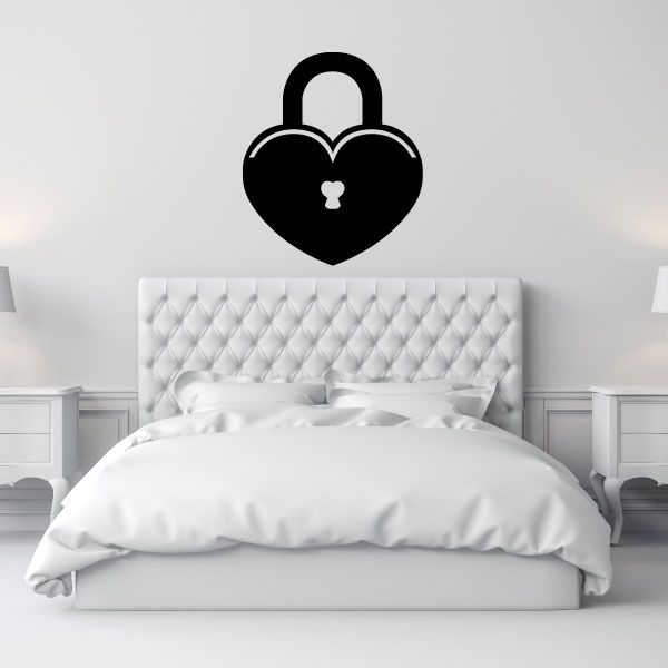 Heart-shaped padlock decal with keyhole and key, locket Valentine design