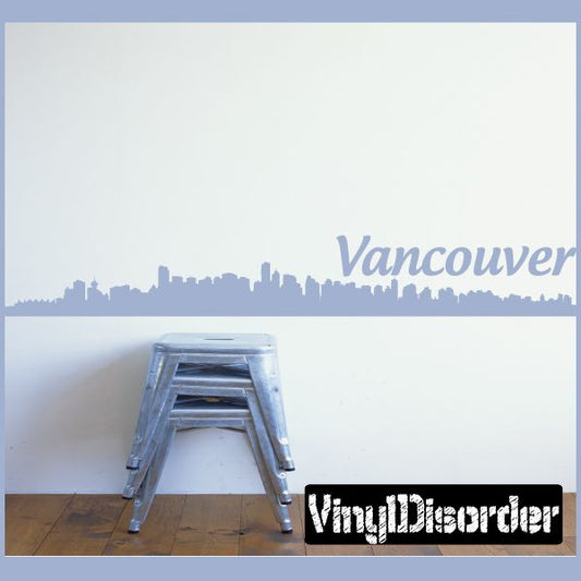Vancouver Canada wall decal with skyline silhouette and Vancouver script text