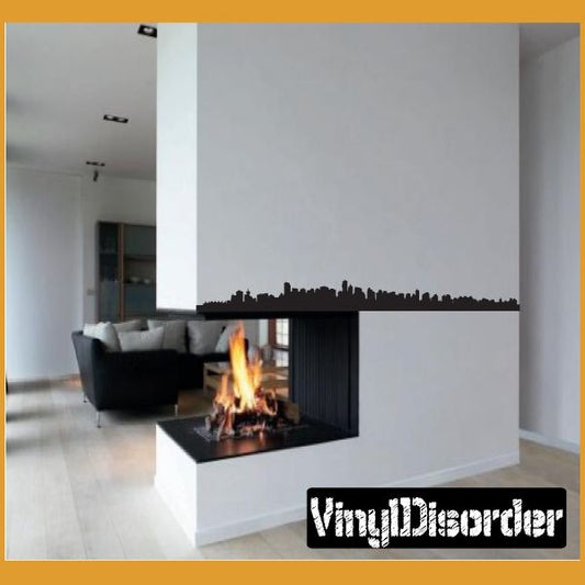 Vancouver Canada skyline vinyl wall decal, black city silhouette border