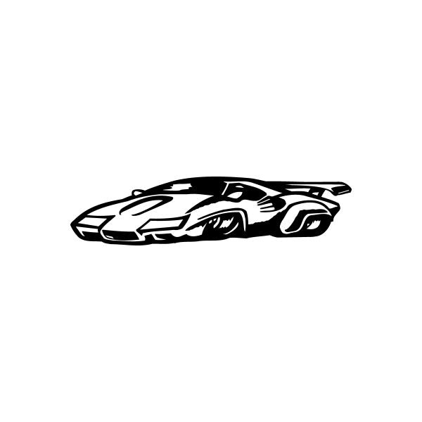 Car window vinyl decal sticker of a black and white sports car side profile
