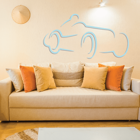 Image of Vintage Race Car Line Drawing Sticker