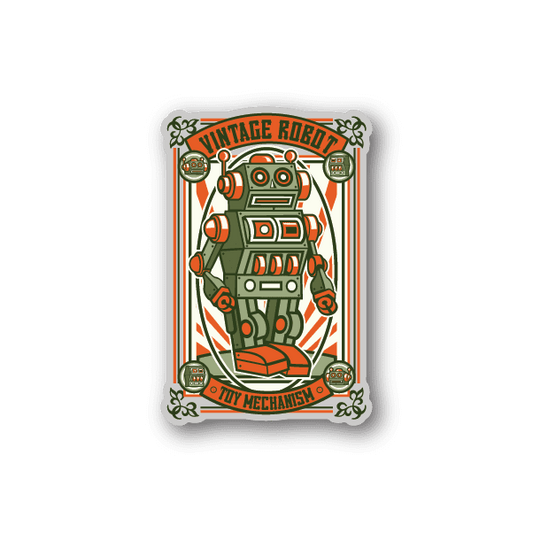 Vintage Robot Vinyl Sticker weather-resistant vinyl sticker by VinylDisorder