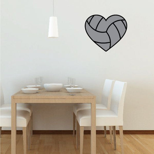 Volleyball heart wall sticker with gray heart and volleyball pattern