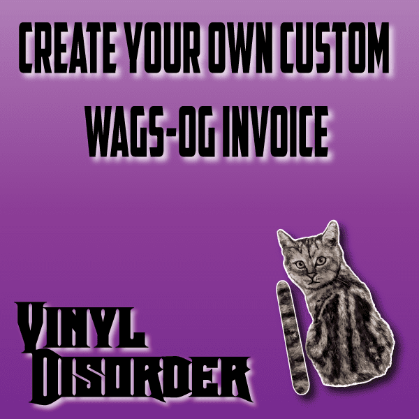 Vinyl sticker sheet with cat graphic and bold custom text layout