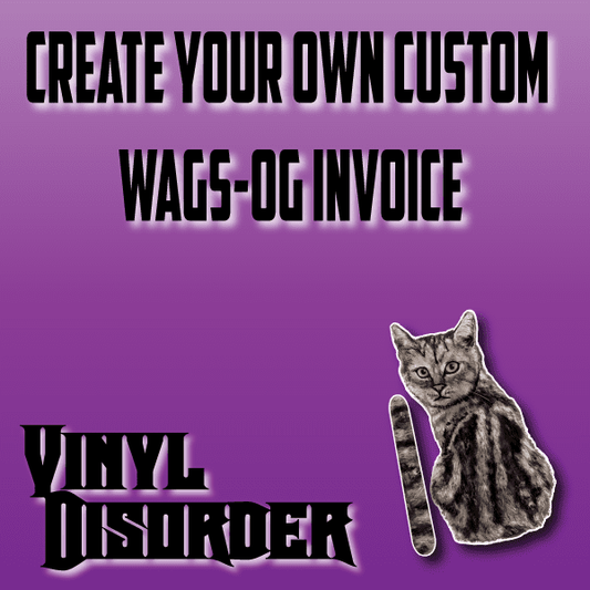 Vinyl sticker sheet with cat graphic and bold custom text layout
