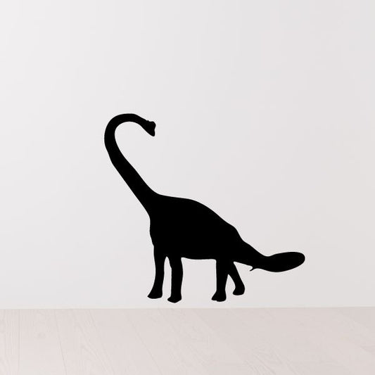 Walking brachiosaurus decal, black dinosaur silhouette