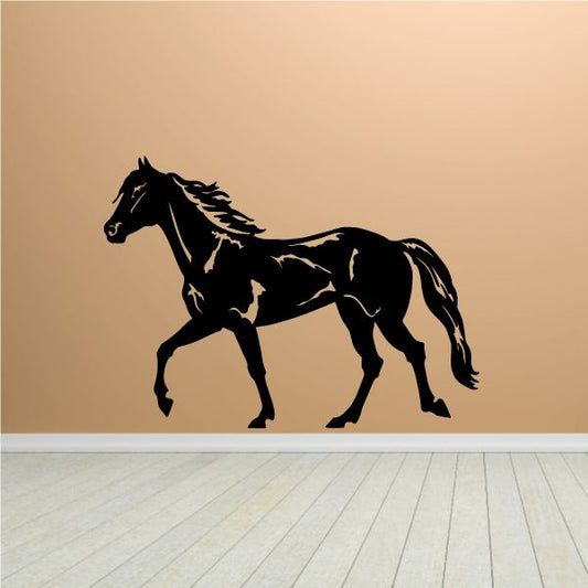 Black walking mustang decal silhouette for cars or walls