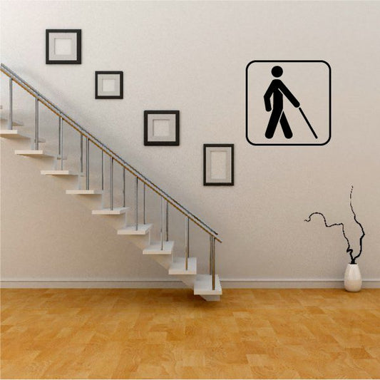 Walking stick hiker decal: black person using a cane inside rounded square