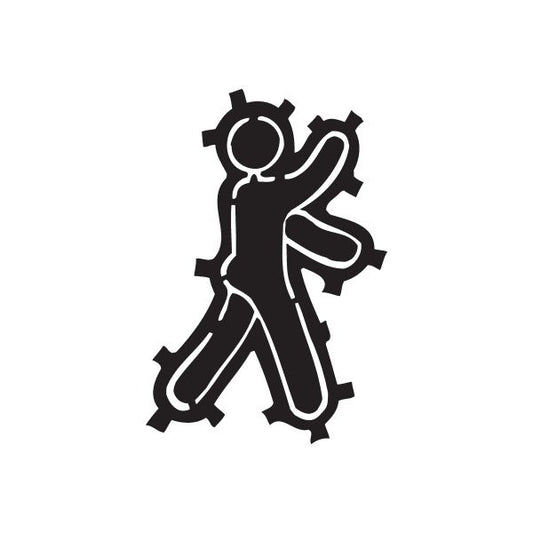 Walking tagger decal, black graffiti-style character holding a spray can