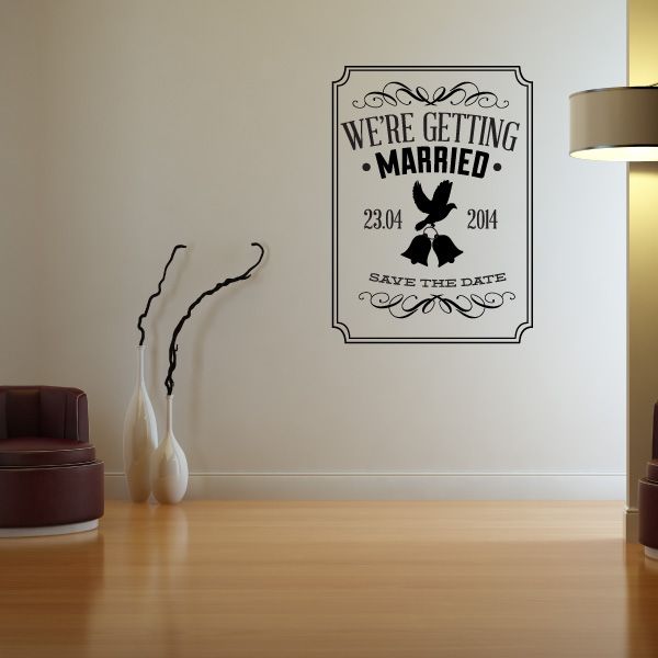 Wedding wall decal: We're getting married, 23.04 2014, Save the date