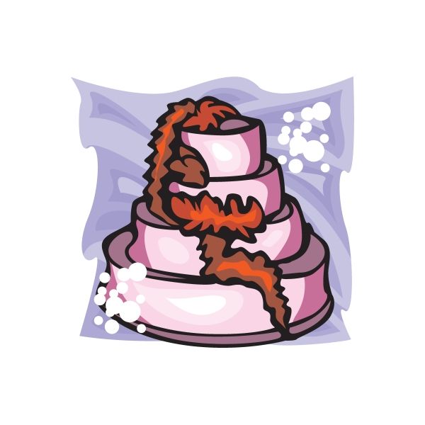 Wedding cake sticker with pink and orange cartoon cake design