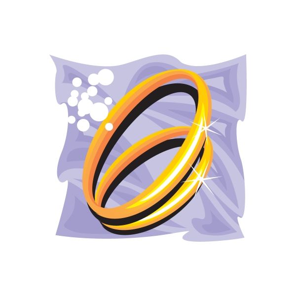 Gold wedding rings sticker, glowing interlocked pair