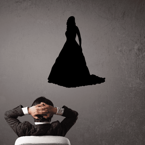 Wedding wall decal: bride silhouette in flowing dress