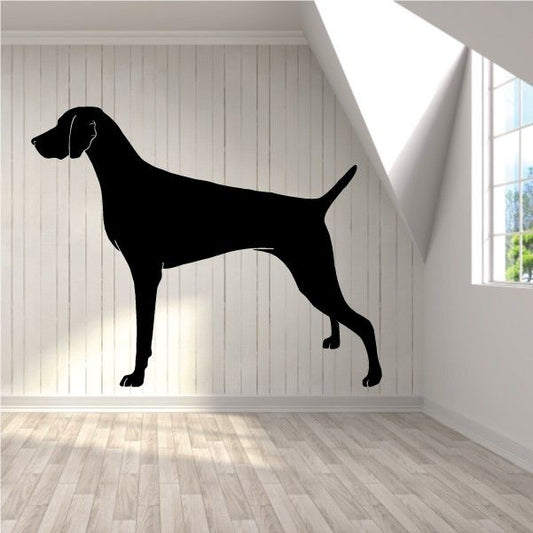 Weimaraner decal of a black dog silhouette on a wall