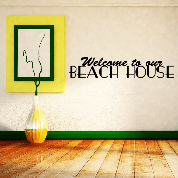 Beach house wall decal: "Welcome to our BEACH HOUSE" text