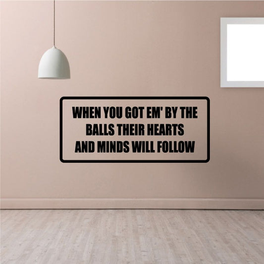 Rectangular vinyl wall decal with black border and bold quote text