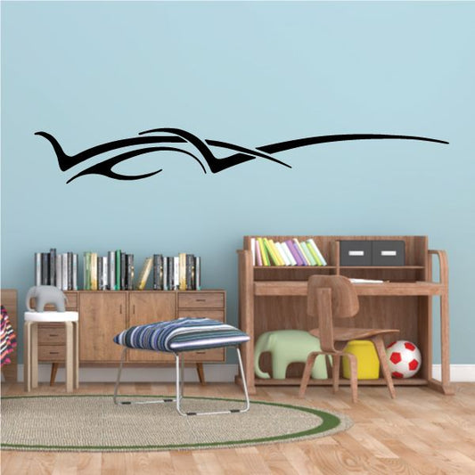Razor lines decal featuring a black racing stripe and curved flame streak design