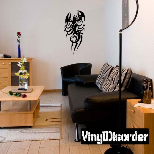 Black scorpion tattoo style vinyl wall decal