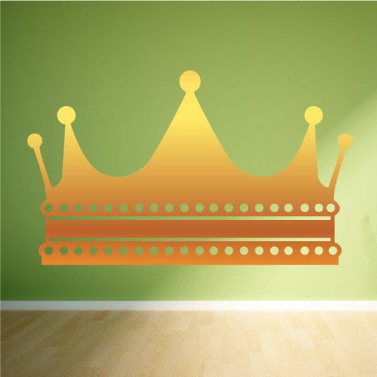 Gold prince crown flat sticker with pointed tips and dotted band