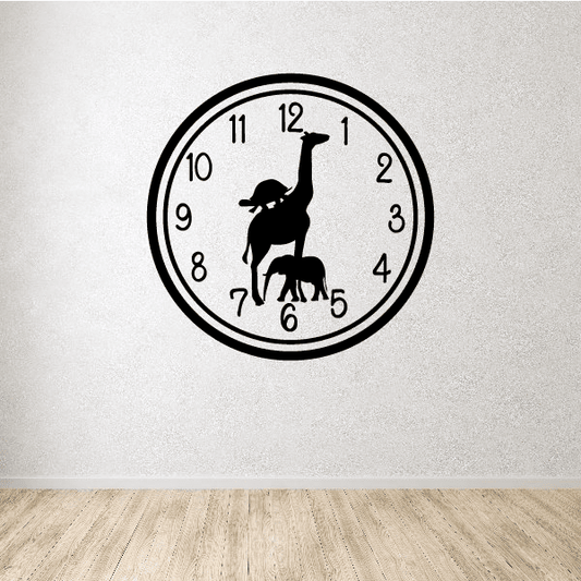 Image of Wild Animal Clock Face Wall Decal