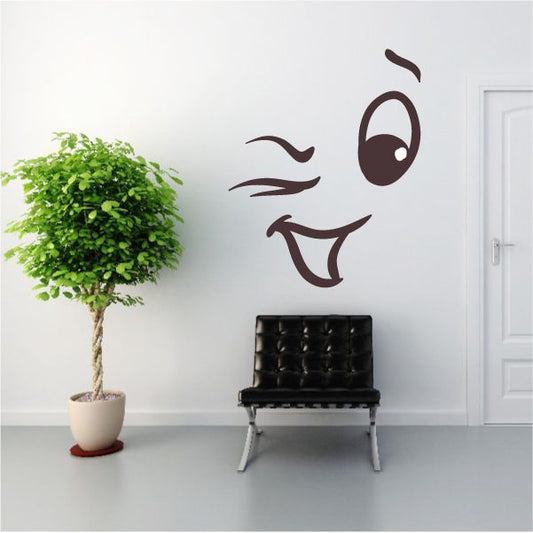 Image of Wink Face Expression Wink Wall Decal - Vinyl Decal - Car Decal - Idcolor085