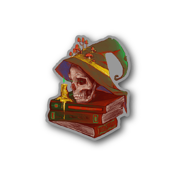 Wizard Skull Vinyl Sticker weather-resistant vinyl sticker by VinylDisorder