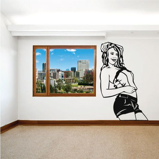 Image of Woman in Tube Top and Short Shorts Decal