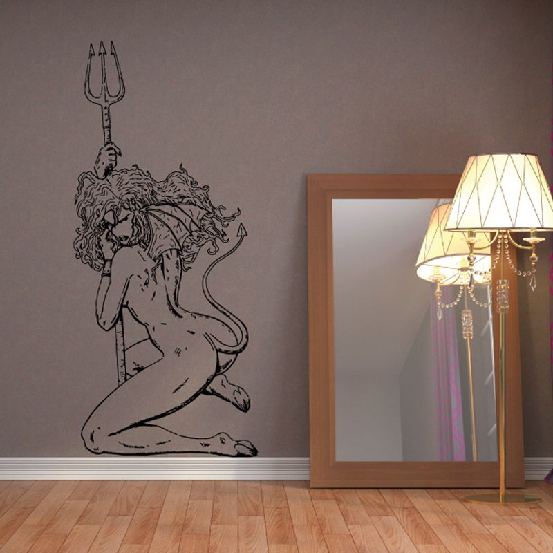 Women silhouette vinyl wall decal of a reclining woman in heels, profile outline