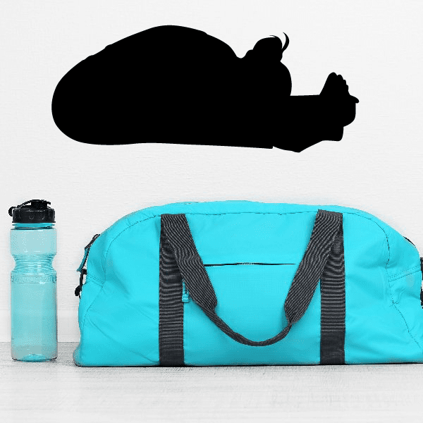 Workout fitness wall decal featuring a black silhouette of arm lifting weight