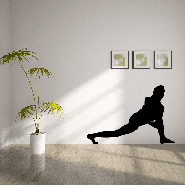 Workout stretching wall decal vinyl of seated lunge silhouette