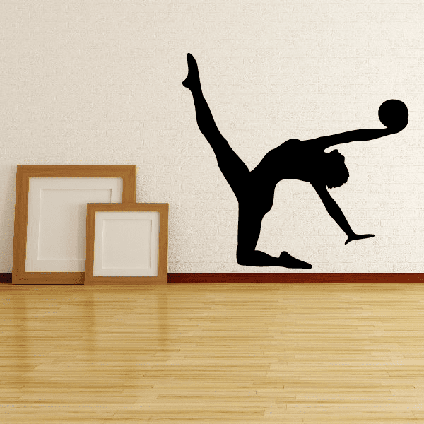 Black stretching wall vinyl decal of a seated figure with arms extended